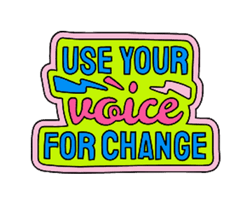 buntes Bild mit dem Text "User your voice for change""